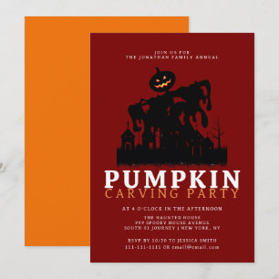 Minimalistische pompoen Spooky Carving Party Hallo Kaart