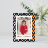 Minimalistische pompoen Spooky Happy Halloween 1 F Feestdagenkaart (Staand voorkant)