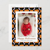 Minimalistische pompoen Spooky Happy Halloween 1 F Feestdagenkaart (Voorkant / Achterkant)