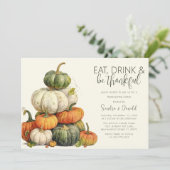 Minimalistische pompoen Thanksgiving diner Kaart (Staand voorkant)