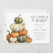 Minimalistische pompoen Thanksgiving diner Kaart (Voorkant)