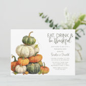 Minimalistische pompoen Thanksgiving diner Kaart (Staand voorkant)