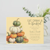 Minimalistische pompoen Thanksgiving diner Kaart (Staand voorkant)