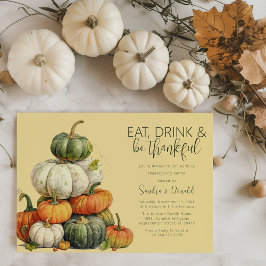 Minimalistische pompoen Thanksgiving diner Kaart