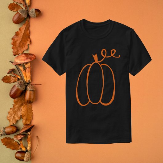 Minimalistische pompoenschets herfst t-shirt
