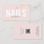 Minimalistische Poolse Nail Beauty Salon QR Code R Contactkaartje (Voorkant / Achterkant)