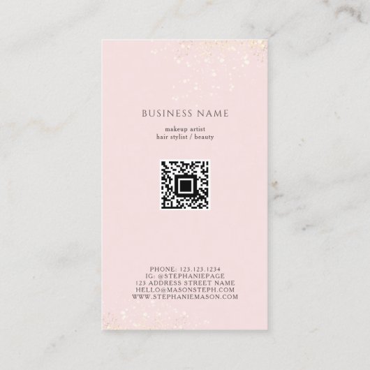 Minimalistische Poolse Nail Beauty Salon QR Code R Contactkaartje (Achterkant)