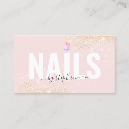 Minimalistische Poolse Nail Beauty Salon QR Code R Contactkaartje (Voorkant)