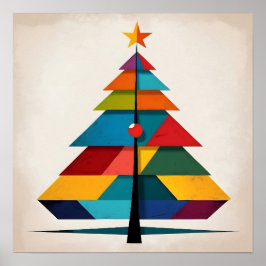 Minimalistische Pop Art Geometrische Kerstboom Poster
