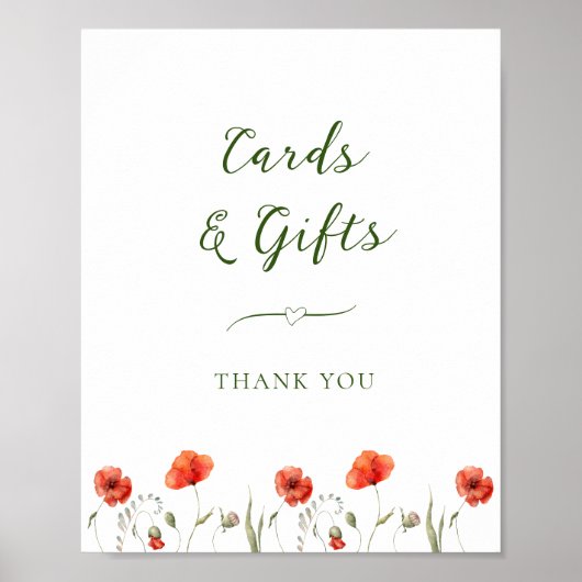 Minimalistische Poppies Kaarten & Cadeaus Trouwbor Poster (Voorkant)