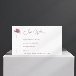 Minimalistische Poppy Flower Waterverf Visitekaart Visitekaartje