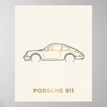 Minimalistische Porsche 911 Lijntekening