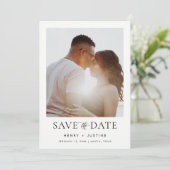 Minimalistische portretfoto en QR-code bruiloft Save The Date (Staand voorkant)