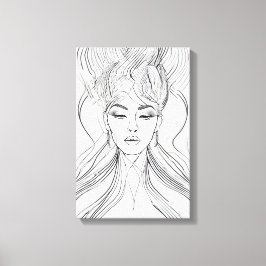 Minimalistische portretlijn kunst van een vrouw canvas afdruk