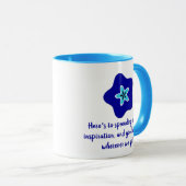 Minimalistische Positieve Vibes Bloemen Blauw Kwaa Mok (Voorkant rechts)