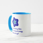 Minimalistische Positieve Vibes Bloemen Blauw Kwaa Mok (Voorkant links)