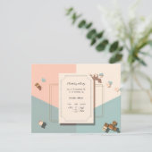 Minimalistische Post Pastel Verjaardag Uitnodiging (Staand voorkant)