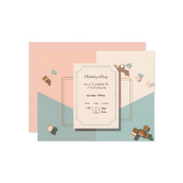 Minimalistische Post Pastel Verjaardag Uitnodiging