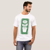 Minimalistische potlijnwerk groene retro-kunst t-shirt (Voorkant volledig)