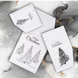 Minimalistische potlood kerstboom handdoek badset