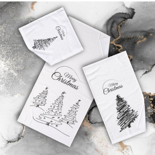 Minimalistische potlood kerstboom handdoek badset