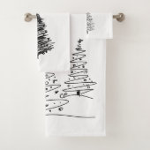 Minimalistische potlood kerstboom handdoek badset (Insitu)