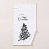 Minimalistische potlood kerstboom handdoek badset (Handdoek)