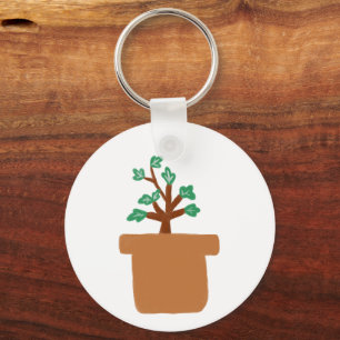 Minimalistische Potplant Kleurpotlood Cadeau Sleutelhanger