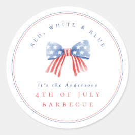 Minimalistische Preppy Amerikaanse Vlag Strik 4 ju Ronde Sticker