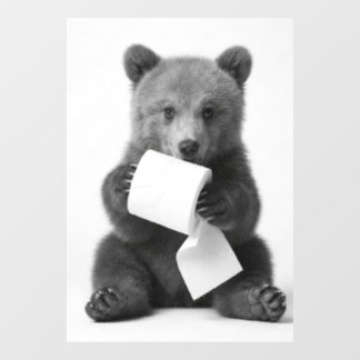 Minimalistische pret wilde beer die toiletpapier v raamsticker