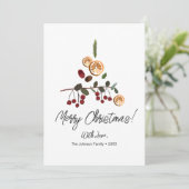 Minimalistische Prettig Kerstmis Rustieke Boomloof Feestdagenkaart (Staand voorkant)