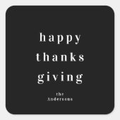 Minimalistische Prettige Thanksgivingdag Vierkante Sticker (Voorkant)