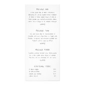 Minimalistische Prijslijst voor Zwart en Wit Fotog Reclamekaart (Achterkant)