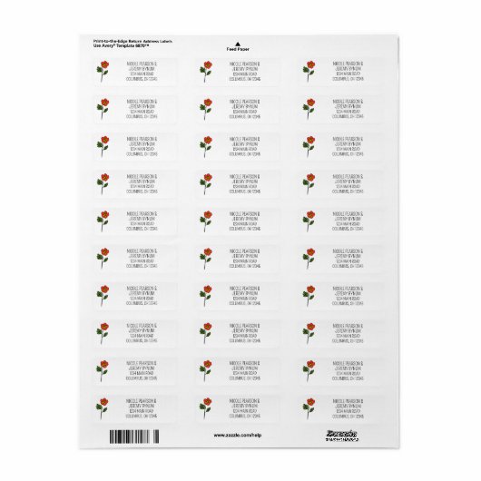 Minimalistische Primrose Wedding Adres Label (Full Sheet)