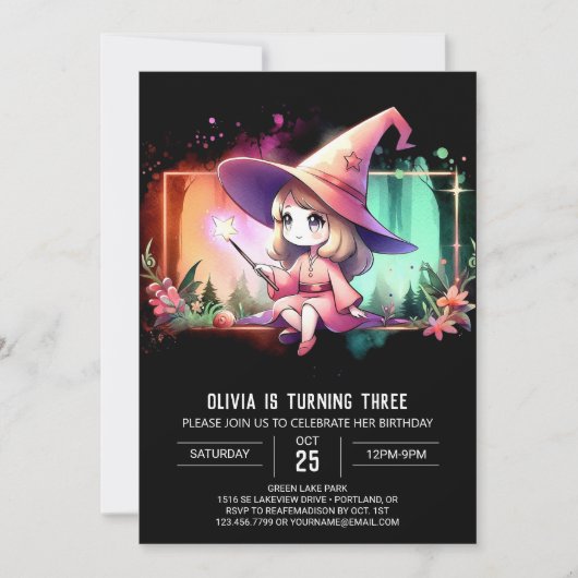 Minimalistische Printable Wizard Verjaardag Kaart (Voorkant)