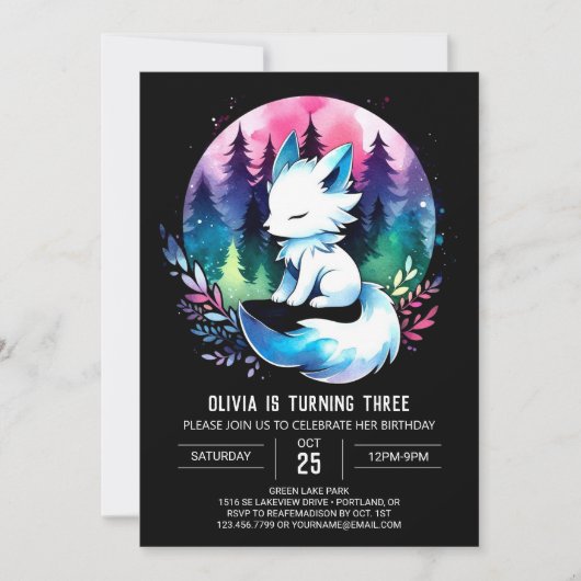 Minimalistische Printable Wolf Verjaardag Kaart (Voorkant)