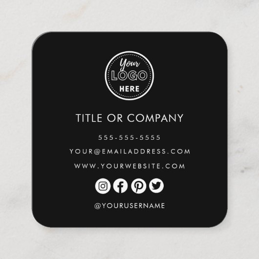 Minimalistische Professional Logo QR Code Zwart Informatiekaartje (Voorkant)