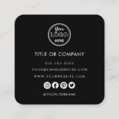Minimalistische Professional Logo QR Code Zwart Vierkante Visitekaartje (Voorkant)