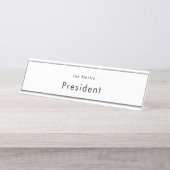 Minimalistische Professional Zwart & Wit Bureau Naambordje (Voorkant)