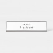 Minimalistische Professional Zwart & Wit Bureau Naambordje (Voorkant)