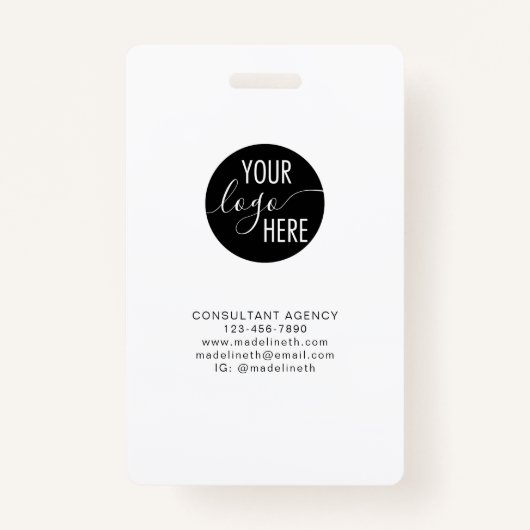 Minimalistische Professionele Back Logo Bedrijf ID Badge (Achterkant)