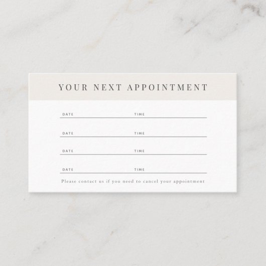 Minimalistische professionele Beige-afspraakkaart Visitekaartje (Voorkant)