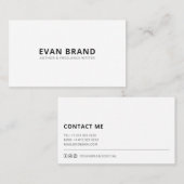 Minimalistische professionele effen wit visitekaartje (Voorkant / Achterkant)