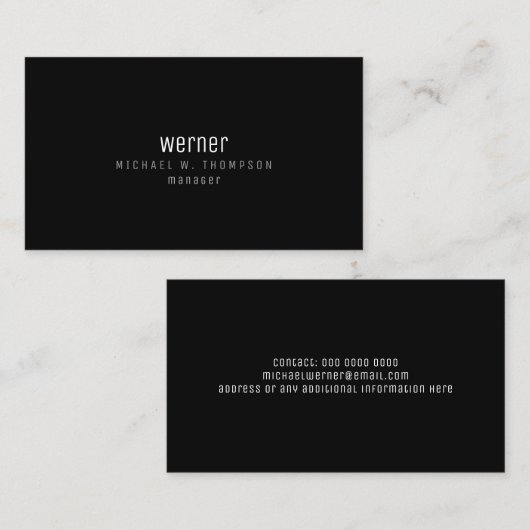 minimalistische professionele elegante manager zwa visitekaartje (Voorkant / Achterkant)