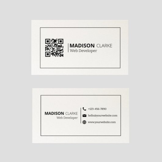 Minimalistische Professionele Freelancer QR Code M Visitekaartje