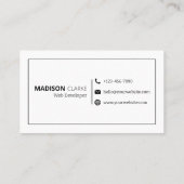 Minimalistische Professionele Freelancer QR Code M Visitekaartje (Achterkant)