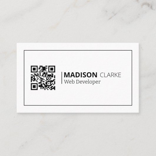 Minimalistische Professionele Freelancer QR Code M Visitekaartje (Voorkant)