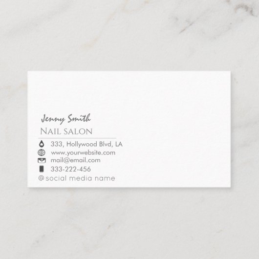 Minimalistische professionele gouden folie nagelsa visitekaartje (Achterkant)