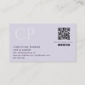 Minimalistische professionele haarmonogram Qr-code Visitekaartje (Achterkant)