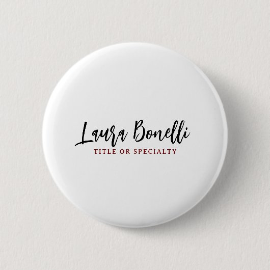 Minimalistische professionele handgeschreven gewon ronde button 5,7 cm (Voorkant)
